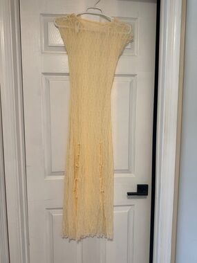 Light Yellow Lace Midi Dress